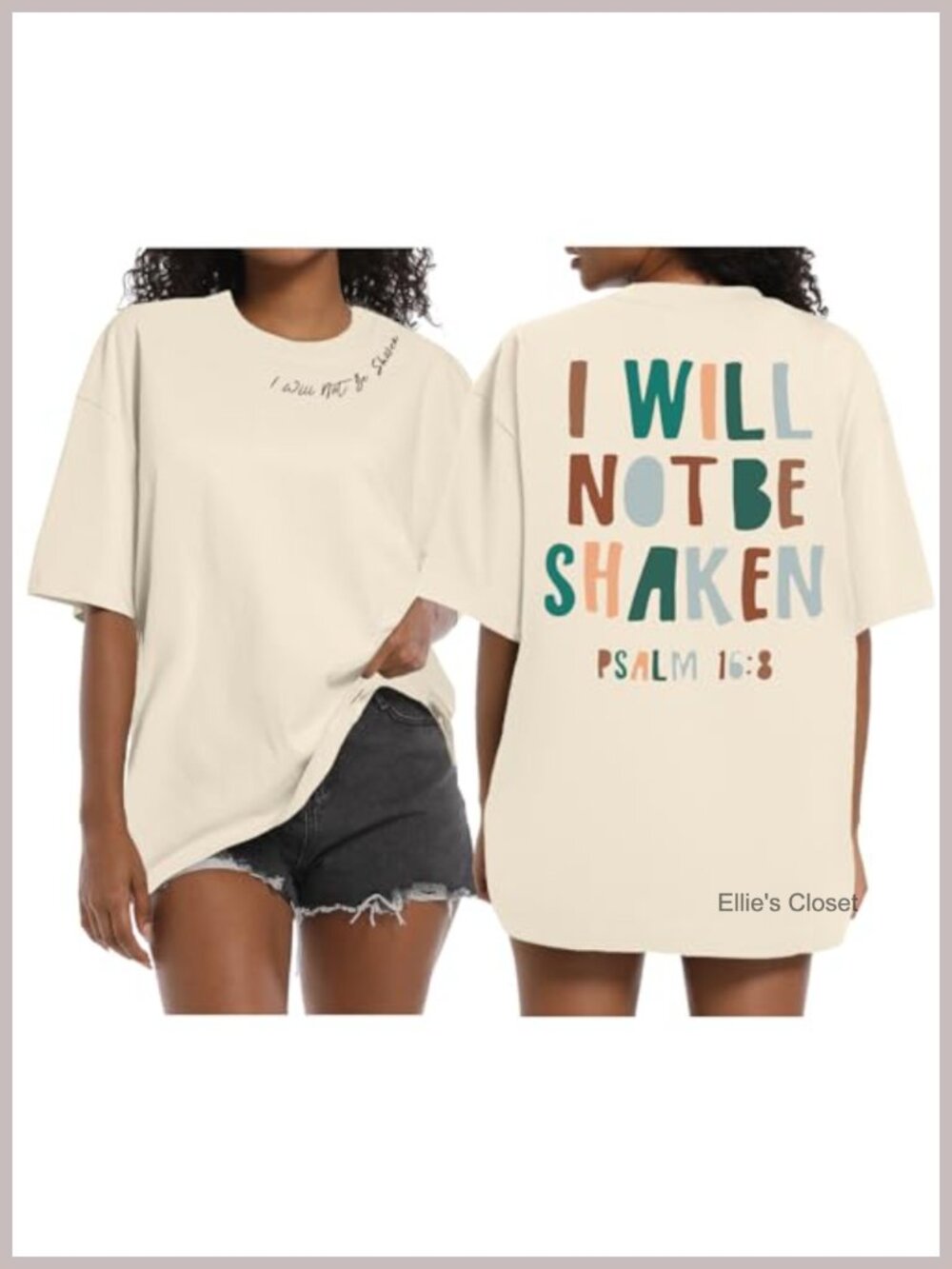 Oversized Cotton Christian Bible Verse Tee Womens Inspirational Religious